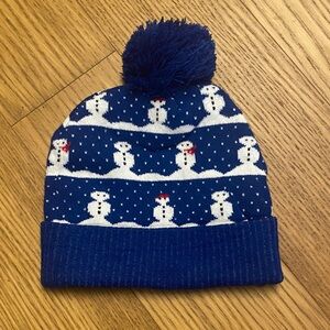 New Kids Boys White Blue Snowman Winter Beanie Hat
